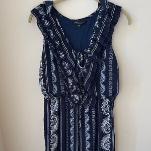 Romeo & Juliet Couture Navy and White Jumpsuit